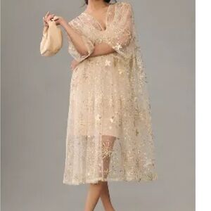 Anthropologie celestial beaded kaftan dress